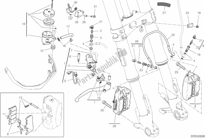 All parts for the Front Brake System of the Ducati Multistrada 950 S Thailand 2020